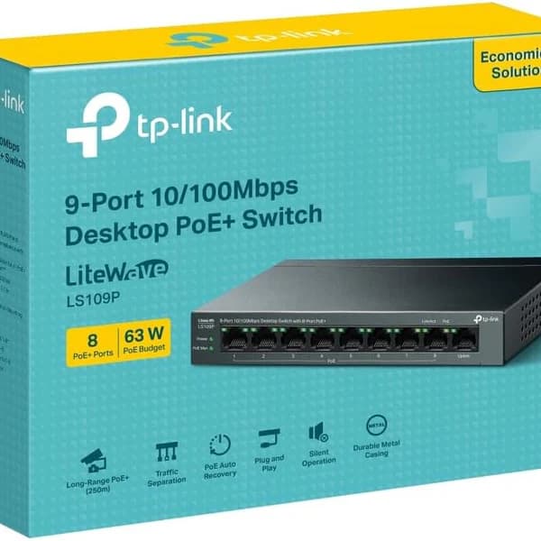 Tp Link Tl Ls109p 9 Port 10 100mbps Desktop Switch With 8 Port Po